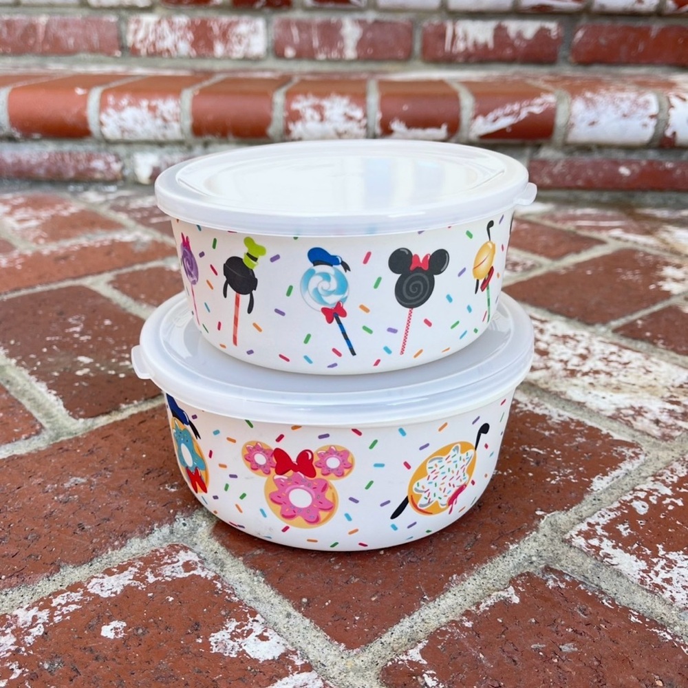 Disney Storage Food Container Bowls Mickey & friend Treats Nesting Bamboo Dishes